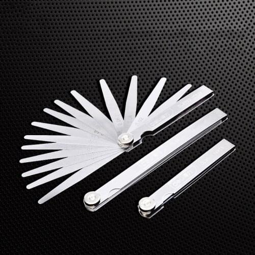 Deli9504 100mm 0.02- 1.0mm Thickness Metric Feeler Gauge 17 Blades Stainless Steel Gauge for Spark Plug Gap Valve Measure Tool