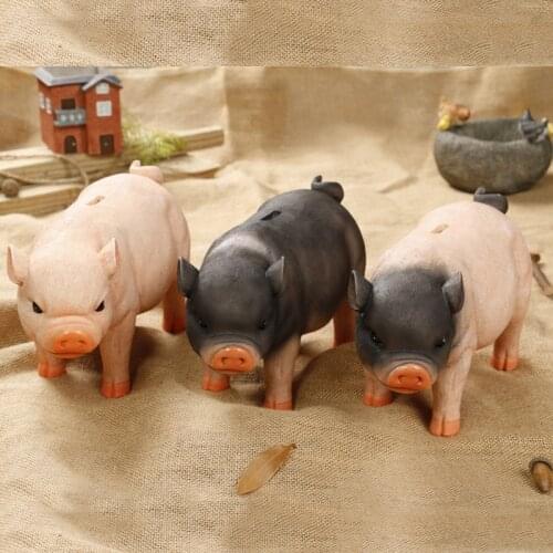 Cute Resin Pig Piggy Bank Home Decoration Money Coin Penny Cash Collectible Saving Box Kids Birthday Christmas Gift