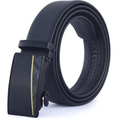 TJ-TianJun Mens Automatic Buckle Pattern Belt Business Casual Fashion PU Leather Waistband Solid Color Girdle 2021New Hot Sell