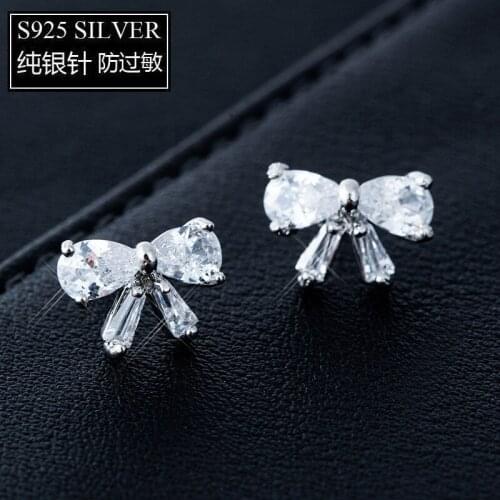 MZIKING New Exquisite Sakura Bowknot Zircon Earring Cristal S925 Beautifly Concise Brincos Femme Feminino Pendientes Aretes