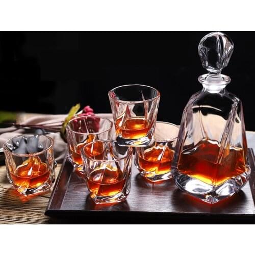 7 pieces set glass red wine glass cup whiskey brandy glass cup red wine bottle and cup set Household drinkware set