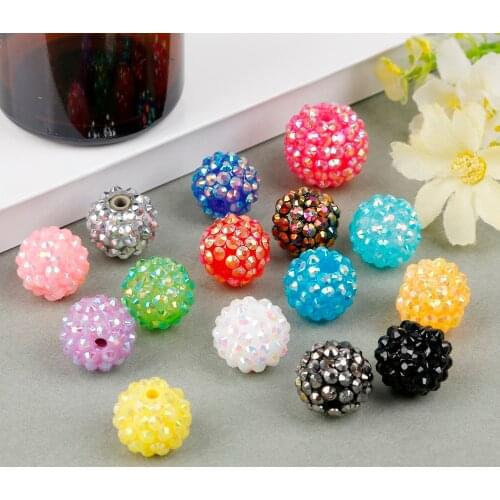 NiceBeads 12mm Round Shape 15 Colours U-Pick Chunky Resin Rhinestone Beads, Resin Ball Beads,Chunky Beads for Jewelry Making