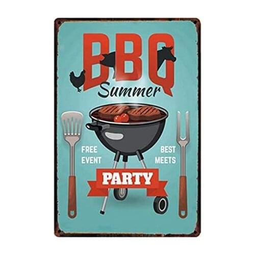 Nobrand New Warning BBQ Zone Party Metal Tin Sign Poster Home Decor Bar Wall Art Painting 12x8inch A007