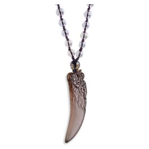 Obsidian Wolf Tooth Pendant Necklace For Men Cool Vintage Necklace For Unisex Women Jewelry
