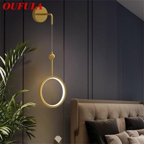 OUFULA Copper Wall Lights Sconces Contemporary Simple LED Lamp Indoor Fixture For Home Decoration
