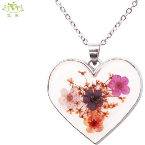 Real Flowers Resin Custom Necklace Stainless Steel Boho Jewlery Fashion Necklaces for Women 2019 Statement