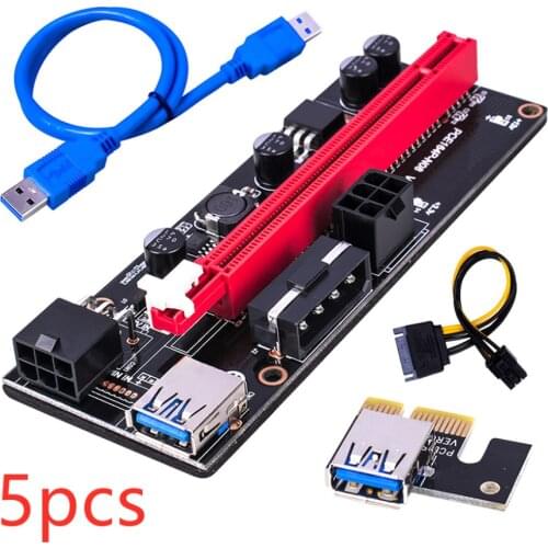 PCI-E Pcie Riser 009 Express 5/10pcs 1X 4x 8x 16x Extender PCI E USB Riser 009S Dual 6Pin Adapter Card SATA 15pin for BTC Miner
