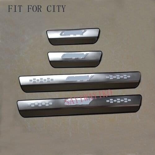 Door sill strip fit for 2015 2016 2017 2018 honda CITY stainless steel door Threshold exterior protector welcome pedal