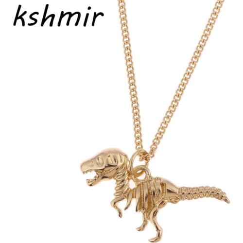 Simple fashion popular metal dinosaur women necklace Men exaggerated Retro necklace EE 22