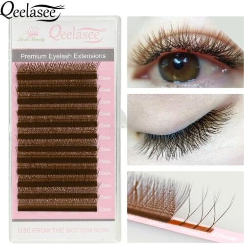Qeelasee Brown Y-shape Lashes Hand-woven Faux Mink YY Eyelashes Super Natural Soft False Eyelash Grafting Russian volume Lashes