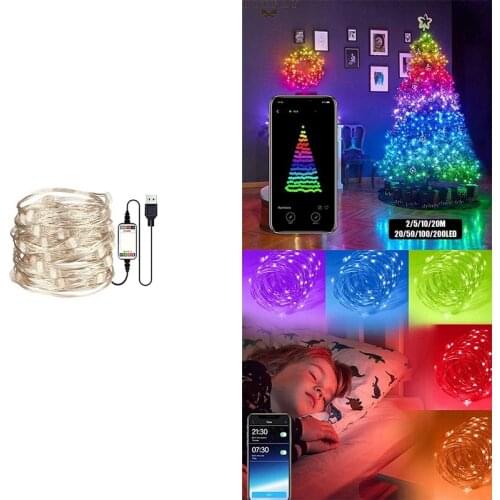 Christmas Tree Decor Bluetooth Led String Lights Merry Xmas For Home USB Smart Lamp Gifts New Year Decoration