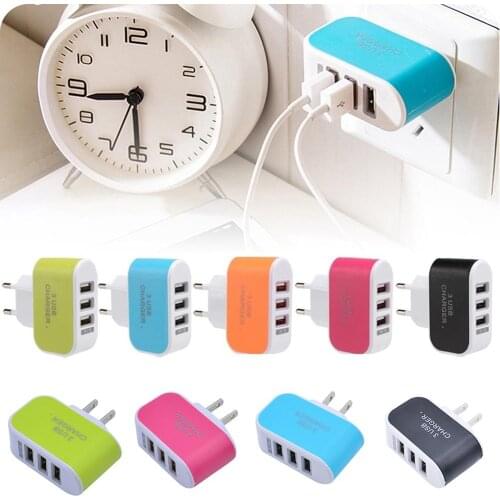 3 USB Ports Home Travel Wall Plug-in AC Charger Adapter for Mobile Phone Tablet