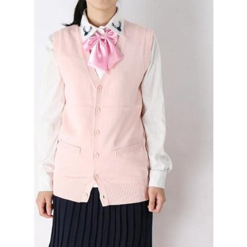 Japanese Girl College Uniform Knitted Cardigan Vest Campus Students Sweater Waistcoat V-neck Jk Spring And Autumn Daily Clothes