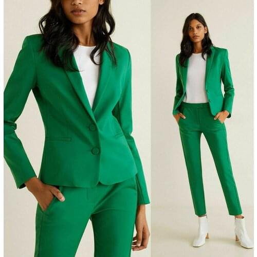 Green Mother of the Bride Suits Womens Pants Suits Ladies Formal Office Evening Work Wear Tuxedos 2 Pieces(Jacket+Pants)