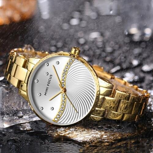MINI FOCUS Royal Casual Quartz Women Watches Top Brand Luxury Stainless Steel Strap Diamond Elegant Business Ladies Wristwatches