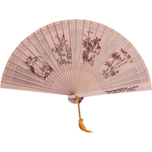 Incense Sandalwood Handmade Fan Carved Wooden Fan Chinese Style Ladies Dance Fan