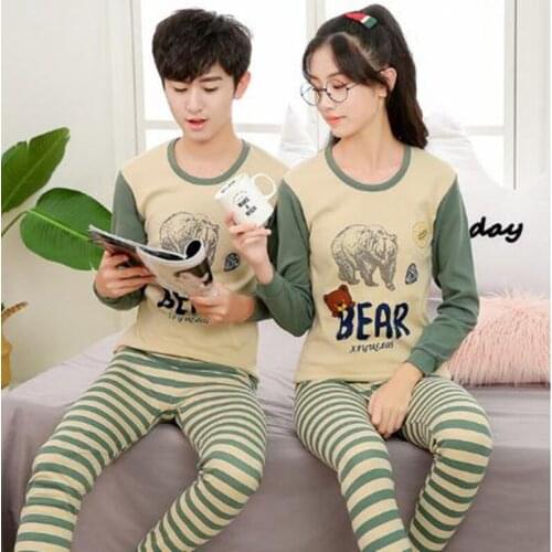 Winter Teens Pajamas Long Sleeve Cotton Pyjamas Kids Clothes Sets Cartoon Big Boys Sleepwear Pijamas For Girls 10 12 14 16Years