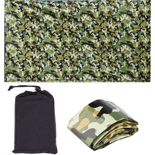 1 PC Portable PE Emergency Survival Sleeping Bag Throw Keep Warm Waterproof Camouflage Blanket Outdoor Camping Hiking Tool
