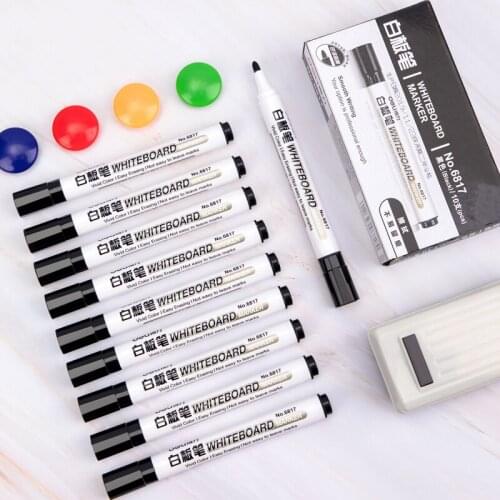 10Pcs/Batch Black school classroom supplies blackboard pen dry marker pen can wipe childrens page whiteboard pen