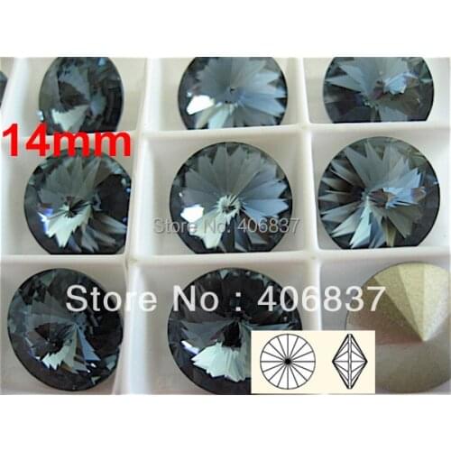 100pcs/Lot, 14mm Montana Crystal Rivoli, Free Shipping! AAAA Chinese Top Quality Crystal Rivoli Fancy Stones