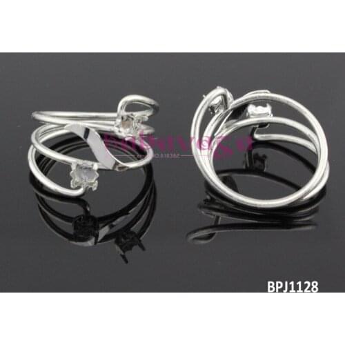 20pcs Platinum Plated Ring Settings 4mm Rhinestone Bases Hole Jewelry Findings