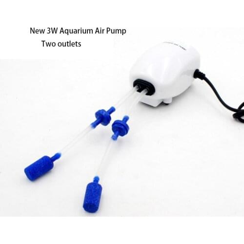 3W 220V Ultra Low Noise Aquarium Air Pump Fish Tank Mini Air Compressor Oxygen Pump Aquarium Fish Tank Oxygen Pump Two Outlets