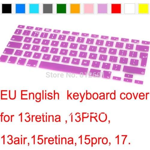 5PCS Russian Spanish French Swedish German English Arabia Silicone UK/EU Keyboard Cover skin For Macbook Air /Pro 13 15