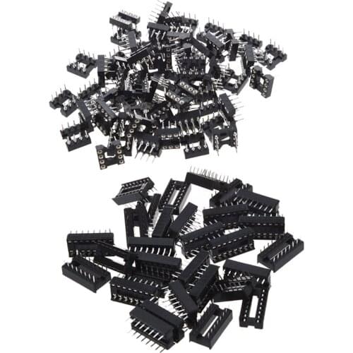 60 Pcs 8 Round Pin 2.54mm Pitch DIP Ic Adaptor Sockets & 30 Pcs 16 Pin 2.54mm DIP IC Socket Solder Type Adaptors