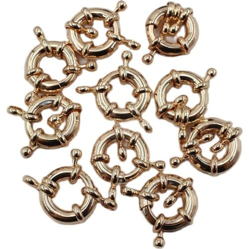 APDGG 10 Pcs 15MM Moon Circle Copper Yellow Gold Plated Clasps For Pearl Bracelets Necklaces Making DIY Craft Accessories