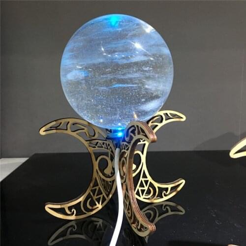White Smelting Stone Crystal Ball Home Decoration Wooden Moon Sphere Bracket Diviner Circular Wedding Photography Accessories