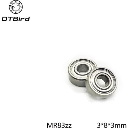 Free shipping 10pcs MR83 MR83Z Miniature Bearings ball bearing 3X8X3 mm 3*8*3 MR83ZZ radial shaft