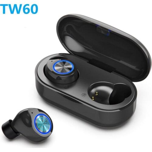Candy colors wireless Sports headphones in-ear new explosion TW60 Bluetooth headset V5.0 Display Fit All Smartphone