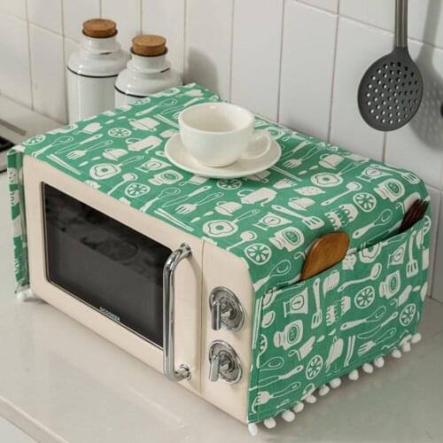 Household Cotton Linen Microwave Dust Cover Cover Towel Oven Cover Oil Repellent Antifouling Microwave Cover Kitchen Accessories