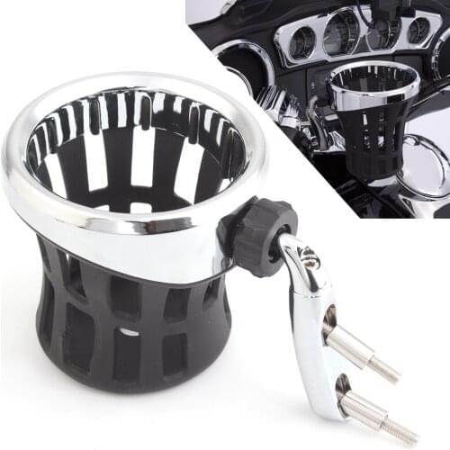 Motorcycle Chrome Cup Holder Drink Carrier Support For Harley Touring Dyna Livewire XL FXST Road King w/Clutch Brake Perch Mount