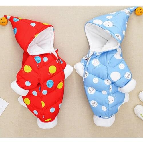 Baby Jumpsuit boys and girls baby thick cotton padded clothes lovely coat