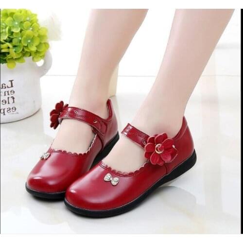 Spring Autumn Girls Shoes Butterfly-knot Rhinestone Princess Shoes Kids School Girls Black Leather Shoes For Student Dress 3-16T