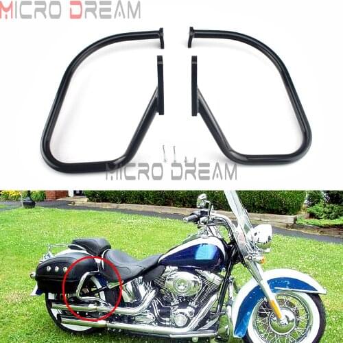 For Harley Softail Deluxe FLSTN 22mm 7/8" Steel Motorcycle Rear Highway Saddlebags Bracket Guard Bumper Rail Crash Bar 2005-2017
