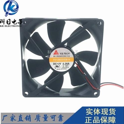 Y.S TECH FD129225EB-N DC 12V 0.36A 90x90x25mm 2-wire Server Cooling Fan