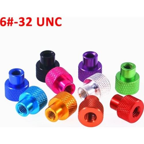 3PCS 6#-32 UNC Through Hole Nuts Aluminum Alloy Knurled Thumb Screws Step Hand-tightened Nuts Multiple Color