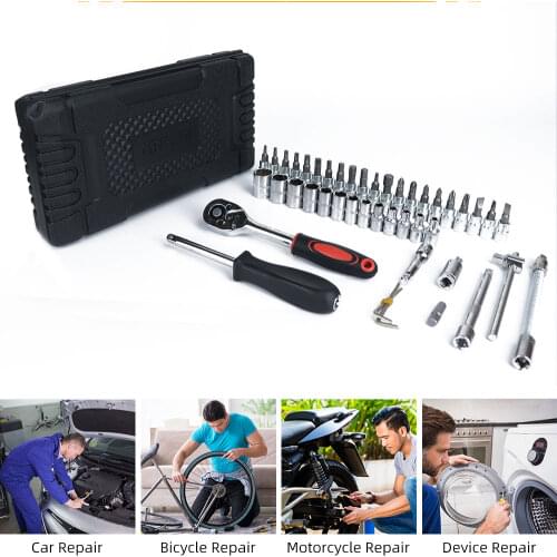 Car Repair Tool 46pcs Hand Tools Set Home Mechanical Tools Box Socket Wrench Ratchet Screwdriver Kit Ratchet Bicycle Repair Tool