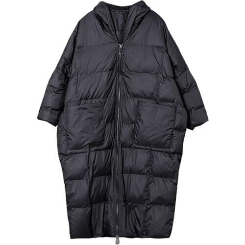 Korean Fashion 2020 Winter New Fashion Casual Hooded Women Tops Loose Medium Length Large Pocket Thickened Cotton Coat PSWR