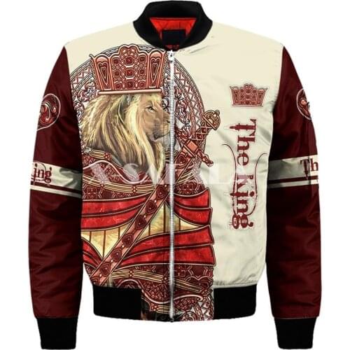 The King Lion Animal Mens 3D Print Bomber Jackets Zipper Flight Jacket Casual Unisex Harajuku Women Streetwear Thick Coats-1