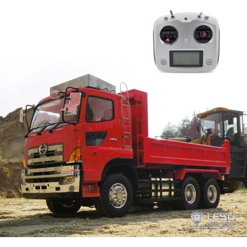 1/14 Scale LESU RC Model Hydraulic 6*6 Dumper Truck With Painted Red Car Motor Radio Included DIY Tmy Model THZH0333-SMT2