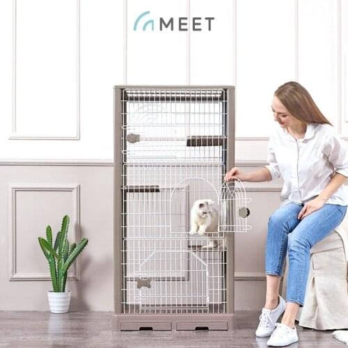 Multilayer Cat House Pet Beds Dogs Cage Home Indoor Cat Kennel Large Space Pet Fence with The Drawer Pet Beds Dogs Cat Shelves