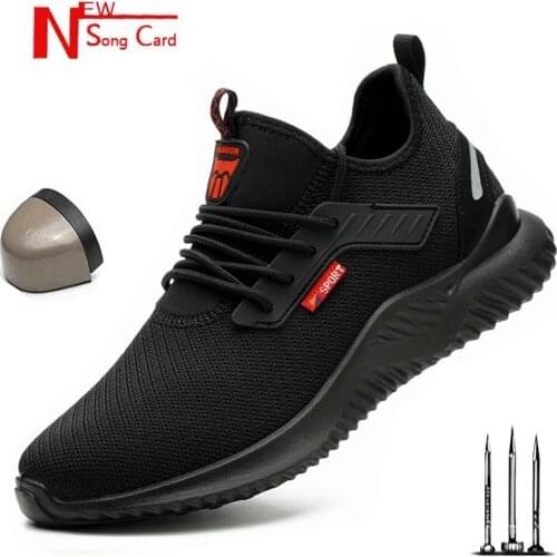 New song card Men Work Safety Shoes Indestructible Steel Toe Cap Work Boots Lightweight Breathable Safety Sneakers Dropshipping