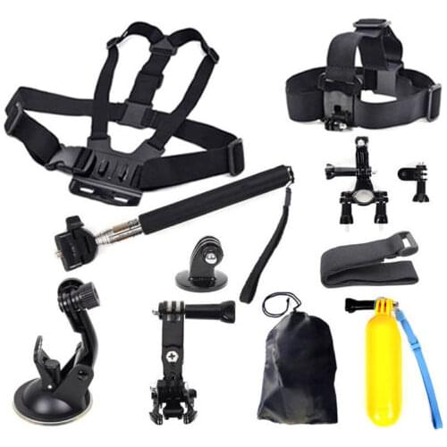 Brand New 9 in 1 Head Chest Mount Floating Monopod Pole Accessories kits For GoPro Hero 1 2 3 4 Camera Free Shipping