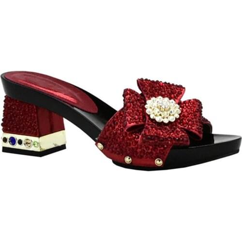 New Arrival Elegant Italian Women Shoes with Stone High Heels Summer Women Pumps Nigerian Women Wedding Shoes with Rhinestone