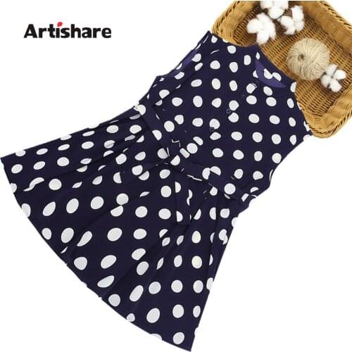 Girl Dresses Dot Pattern Party Girl Dress Sashes Kids Dresses Summer Childrens Clothing 6 8 10 12 14