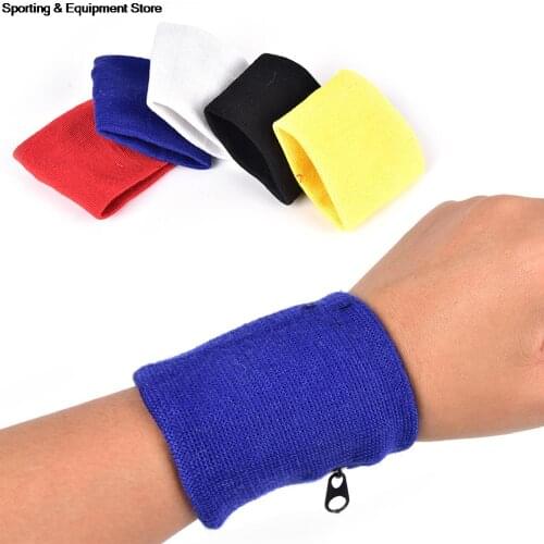 Arm Band Bag With Pocket Cotton Zipper Sport Wristband Gym Fitness Wrist Support Straps Wraps Running Badminton Sweatband