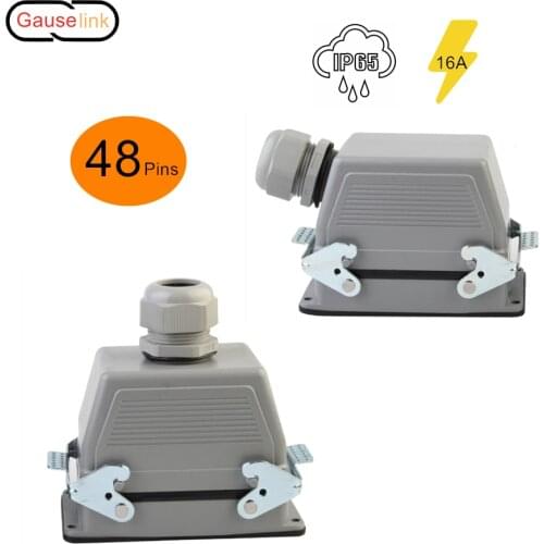 Rectangular Heavy Duty Connector HDC-HE- 48 Silver-Plated Pins Aviation Industrial Plug Socket Current 16A Water-Proof IP65